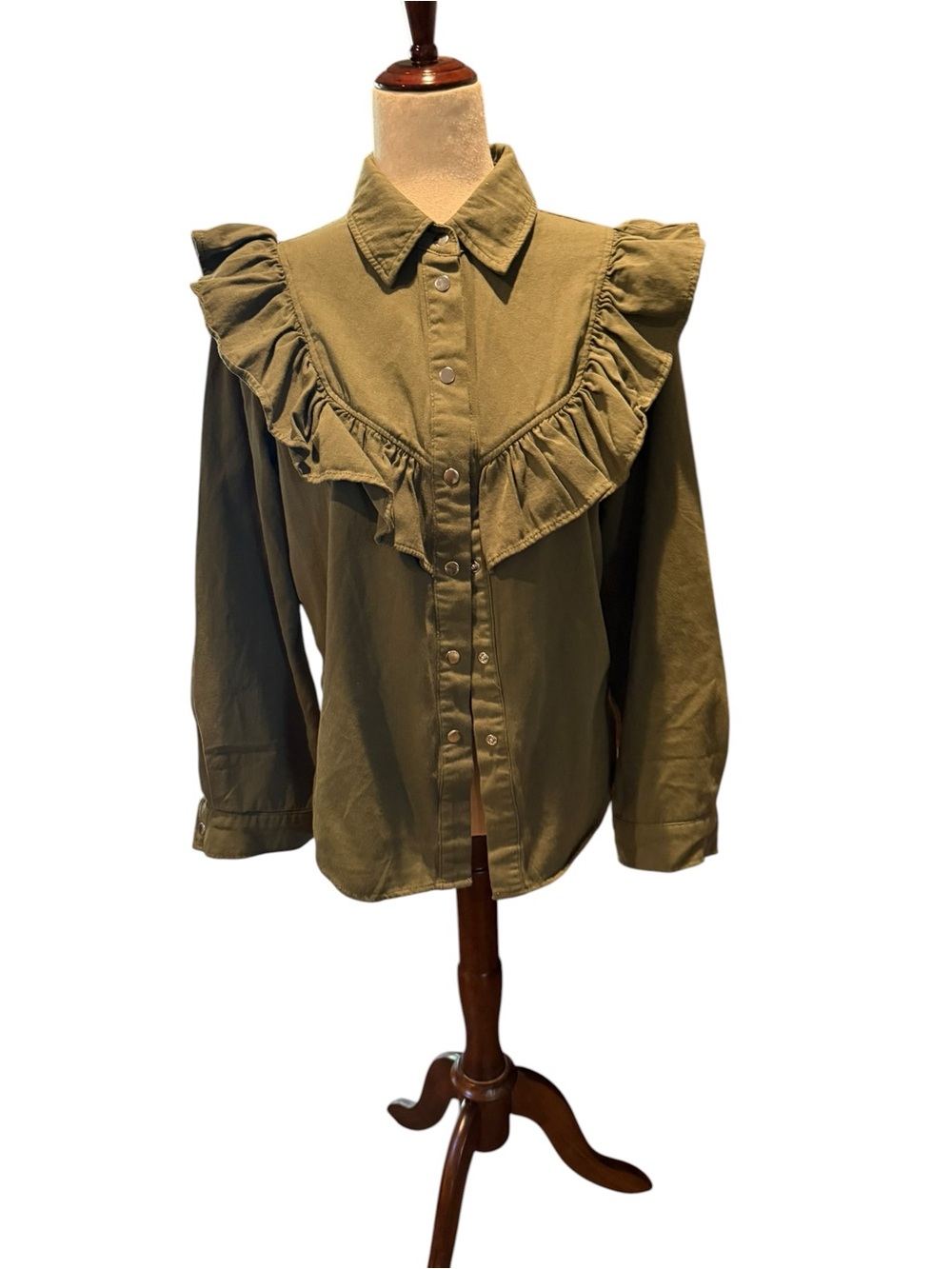 MOTF Ruffle Button-Down Blouse Size Large - Picture 2 of 7